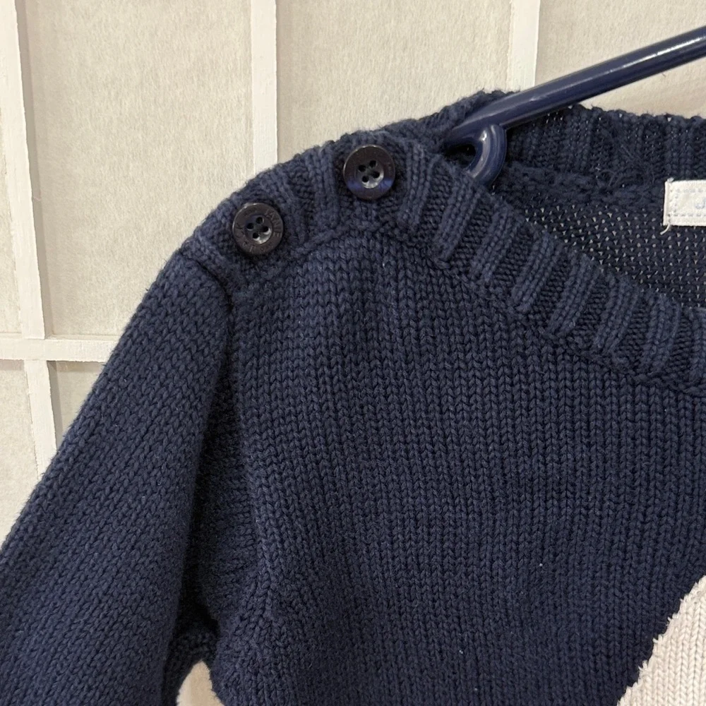 Janie and Jack Navy Sweater with Sailboat Size 18-24m